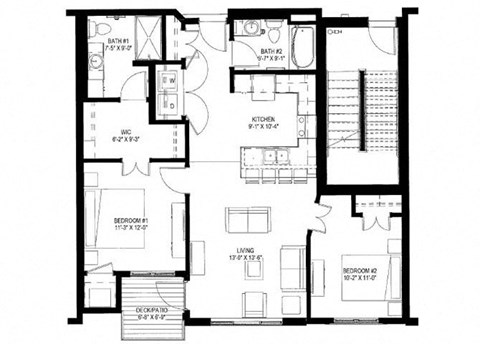 2 Bedroom Floor Plan at The Legends of Cottage Grove 55+ Apartments, Cottage Grove